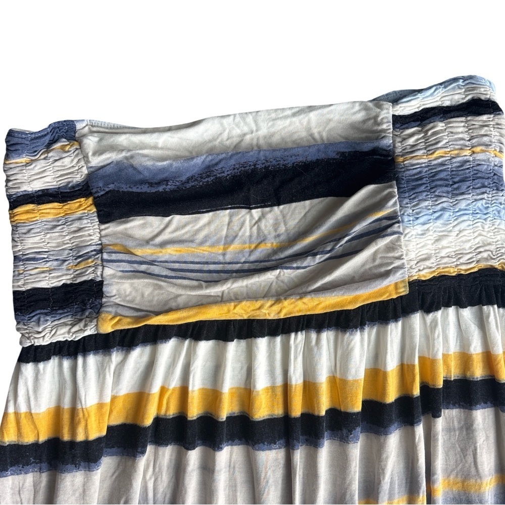 Soma Strapless Soft Jersey Smocked Maxi Dress - yellow, blue - XL - Picture 4 of 4